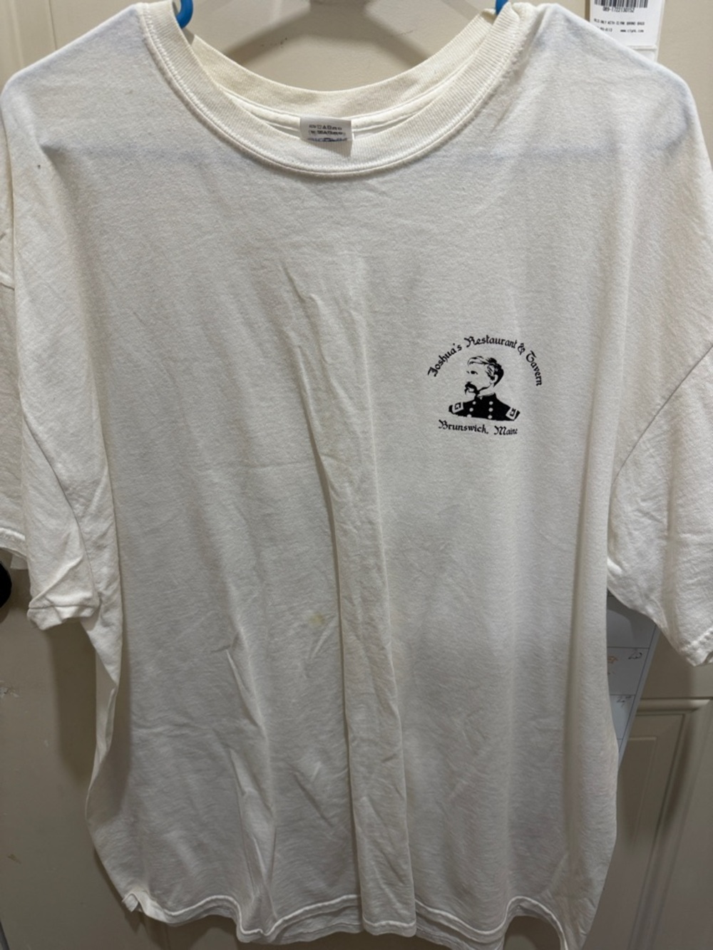 Gildan White Short-Sleeve Tee with Small Black Chest Graphic